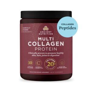 Ancient Nutrition Multi Collagen Protein powder with 10 collagen types from bovine, fish, chicken and eggshell sources
