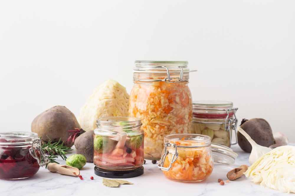 variety of fermented foods for healthy hormonal acne skin