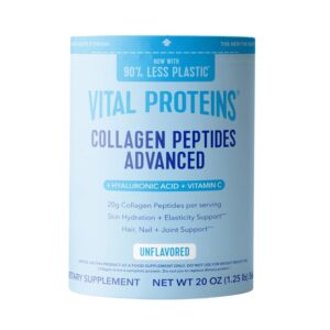 Vital Proteins Collagen Peptides Advanced powder with hyaluronic acid and vitamin C, unflavoured, 20oz canister